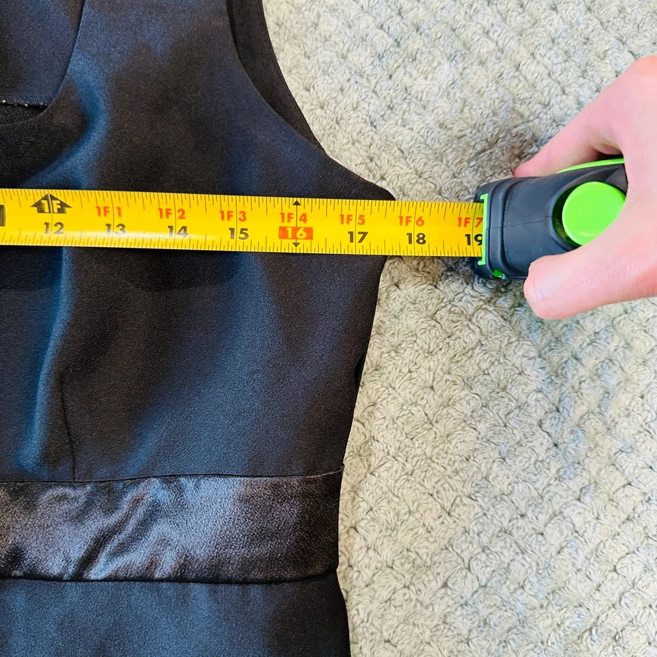 adorable vintage retro y2k black classy office siren mini dress silk bow front  - Image 4 of 4