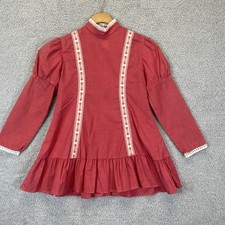 Vintage 1970's Girls Prairie Dress Cottagecore Flowers Retro Hippie Youth Size 8