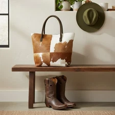Women Cowhide Tote Bag Hair on Cow Hide Shoulder Bag Exotic Fur Bag Leather Tote