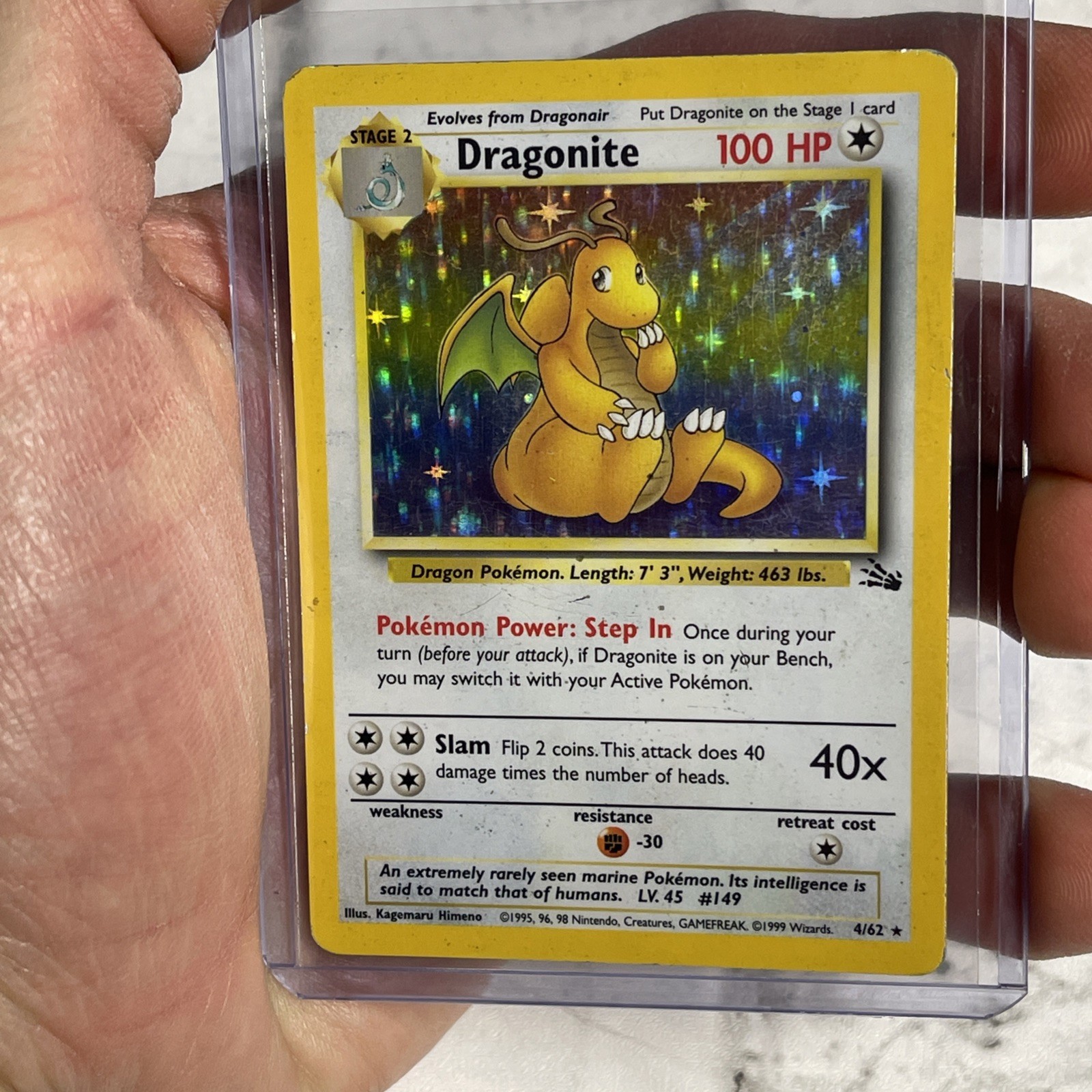 Dragonite - 4/62 - Pokemon Fossil Unlimited Holo Rare Card WOTC HP+ Vintage TCG