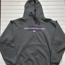 University of Northwestern UNW Eagles Hoodie Sweatshirt Champion Size Large Gray