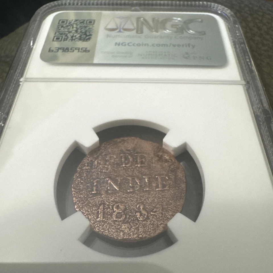 1834 V N.E. Centavo Indies Krakatoa tesoro, certificado NGC Foto 4 de 4