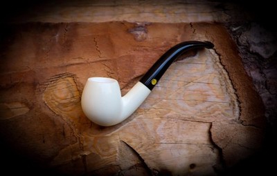 Smooth Special Handmade Bent Meerschaum Pipe With Leather Box-Astaş Meerschaum