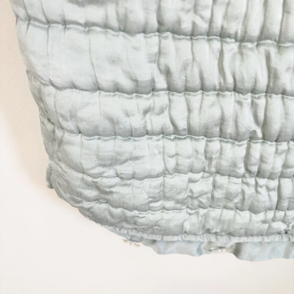 POTTERY BARN One Blue Silk Cotton Blend Hand-Stitched Pillow Sham King 20” X 36” - Image 3 of 4