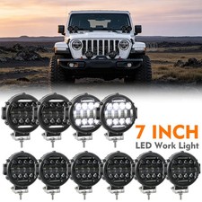 7 Inch Led Round Pods Work Light Bar Spot Flood White Drl Driving Light Atv 4wd