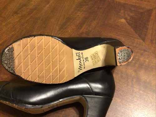 Menkes Amaya Flamenco Shoes Black Leather Size 36 Heels Made In Spain. - Picture 7 of 10
