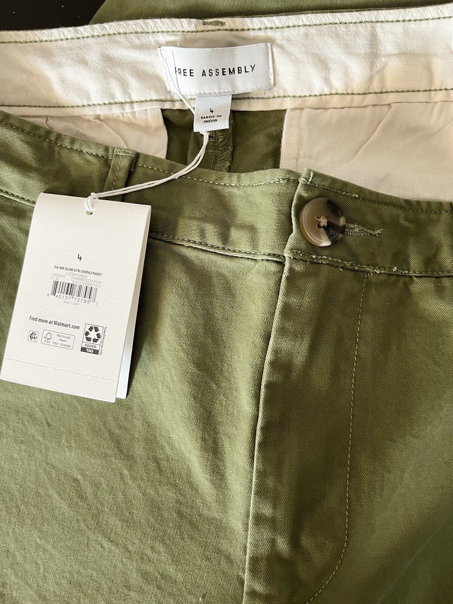 Free Assembly Mid Rise Slim Straight Chino Pants Loden Green Sz 4