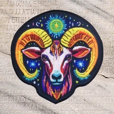 Constellation Aries Patch Iron-On Applique, Ram, Zodiac, Astrology, Moon, Stars