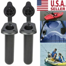 2Pcs Flush Mount Fishing Boat Rod Holder Bracket With Cap Cover for Kayak Pole
