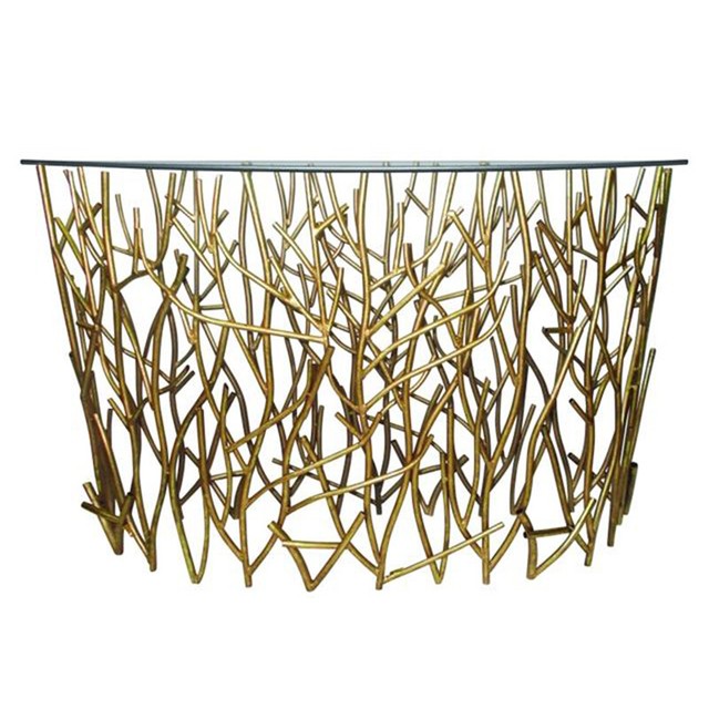 Gold Branches Demilune Twig Console Table Iron Sofa Modern Hall Entry