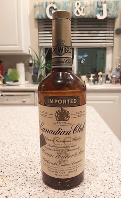 Vintage 1956 Canadian Club Hiram Walker & Sons Empty  Whiskey Bottle 4/5 Quart