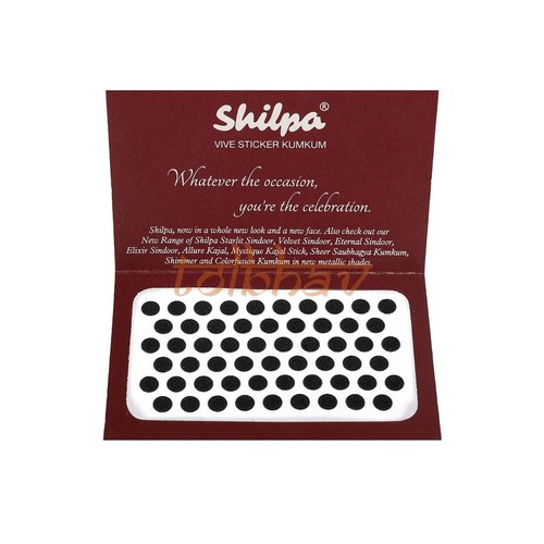 Shilpa Vive Sticker Kumkum Bindi Tattoos Size 2, 2.5, 3, 4, 5, 6, 7, 8 Black New - Picture 22 of 43