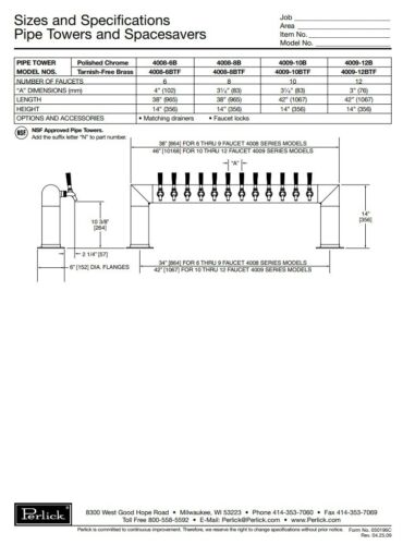 Perlick 4008-6B Pass-Thru Draft Beer Tower 6 Faucet - Picture 11 of 11