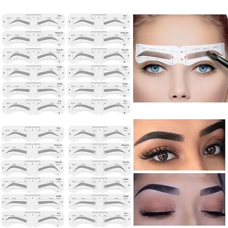 1 set Eyebrow Stencils Shaper Perfect Brow Definer Grooming Kit Make Up Template