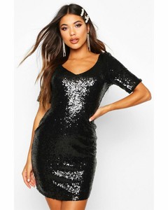 boohoo black sparkly dress