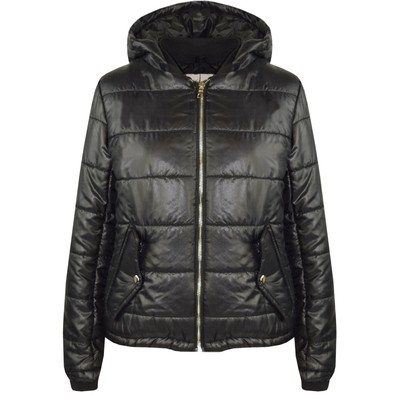 Mädchen Jacke Kinder Bella High Shine schwarz mit Kapuze gepolstert gesteppt Pufferjacken