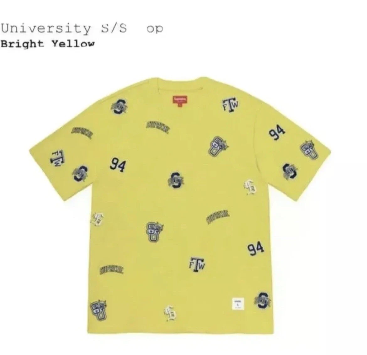 T shirt à manches courtes logo universitaire Supreme S/S taille PETITE NEUF