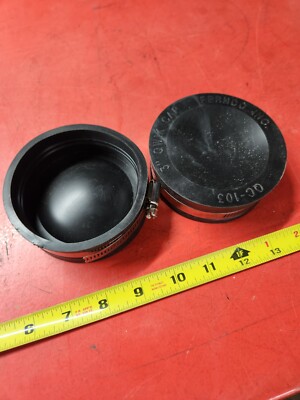 Fernco QC-103 QwikCap 2-Pack – 3-in. Flexible PVC Pipe Cap With Stainless Steel Clamps, Black