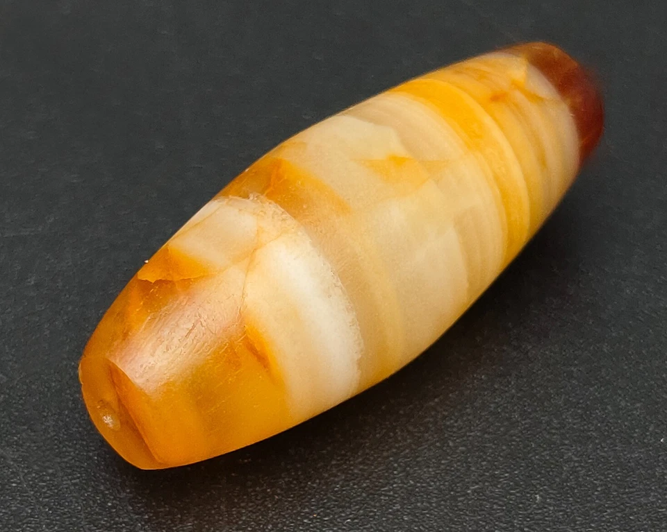 Antiguo abalorio bicono tallado medicina ágata capa ondulada naranja brillante #CP833 Foto 2 de 4