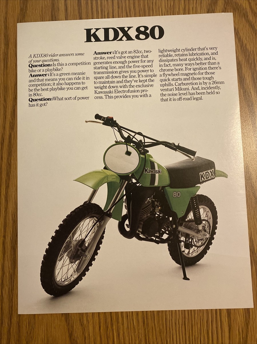 NOS KAWASAKI KDX80 Original Sales Brochure Printed In 1980 | eBay