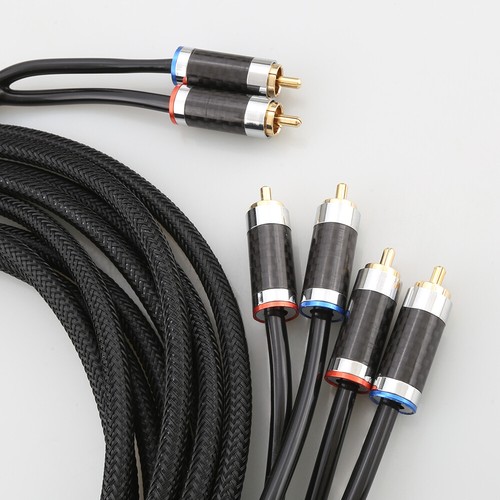 Audio Cable 6N OFC Copper 2 RCA to Splitter 4 male RCA Amplifier Signal Wire NEW - Picture 1 of 9