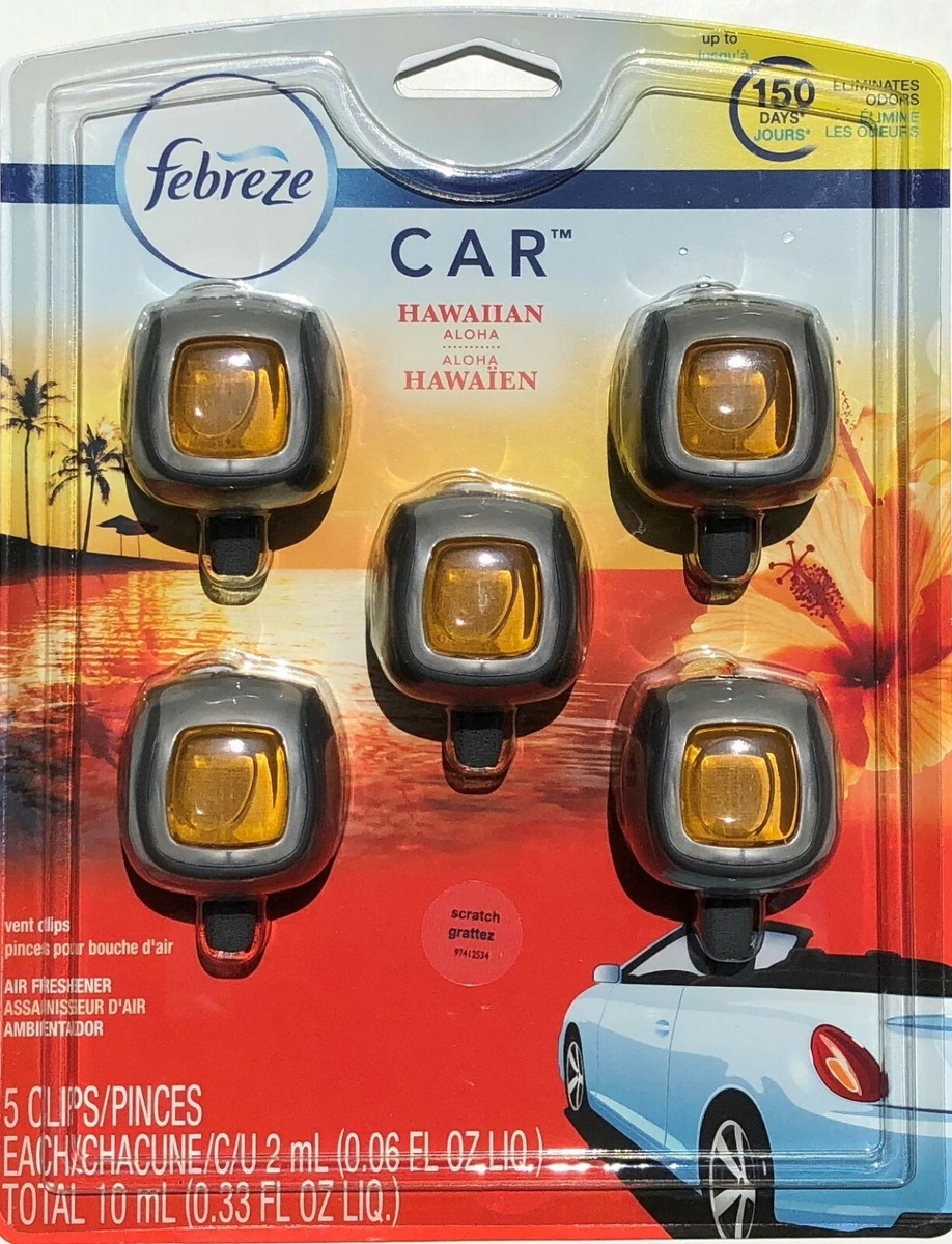car air freshener for cigarette smoke Febreze Vent Clips, Hawaiian Aloha If fragrance oil spills Buy Febreze Odor-Fighting Auto Air