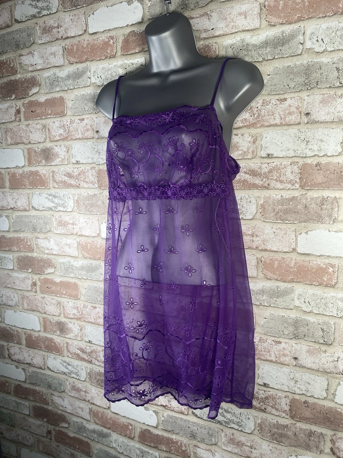 UNDERCOVER Victoria's Secret Camicia da Notte Lingerie Trasparente Mini Abito Viola Medio