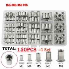 RIVET NUT Flat Head Threaded Insert Aluminum Rivet Nutsert Set Kit 150x/450x