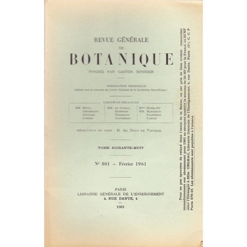 REVUE GENERALE de BOTANIQUE par Gaston BONNIER N°801 Fév 1961 illustrations RARE