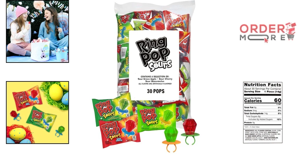 Piruletas Sour Candy 30 unidades surtidas dulces duros afrutados regalos para niños Foto 2 de 4