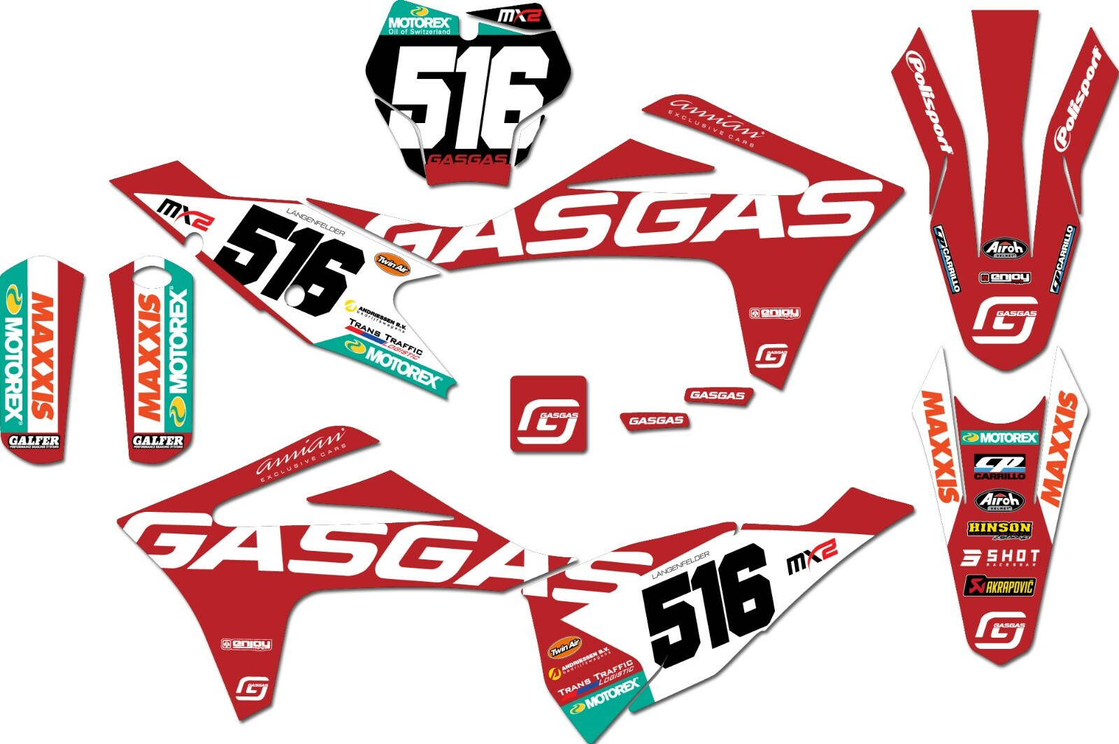 2021-2022 GASGAS MC 125 250 350 450 Diga Procross Team Graphics Kit & Plates