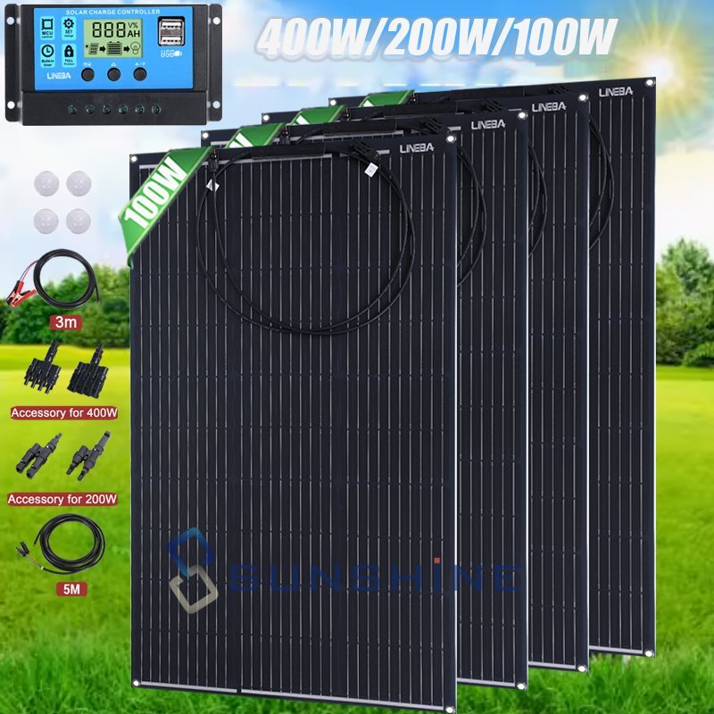 Complete Solar Panel Kit - 5000W Power Inverter, 12V Battery Charger ...