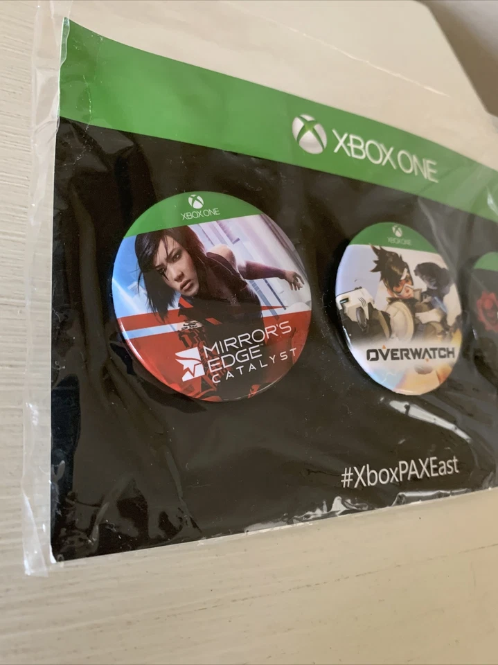 Xbox One Mirrors Edge Overwatch Gears of War 4 PAX East Promo Buttons New Sealed - Image 3 of 4