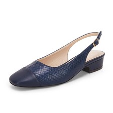 Women's Slingback Low Heels Closed Toe Chunky Block Heel Comfortable Office D...