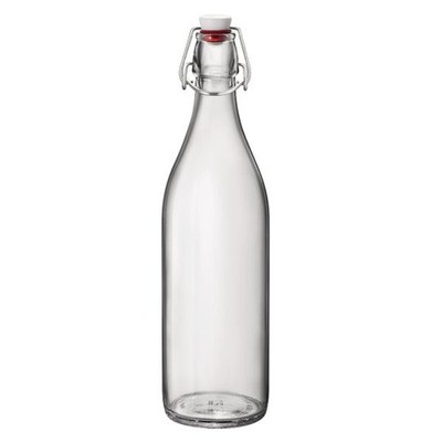 Bormioli Rocco Giara Glass Bottle with Airtight Clamp Lid, 33.75 oz (Clear)