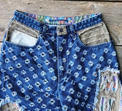 VTG 90s Major Damage Streetwear Patchwork High Waisted Denim Jeans
