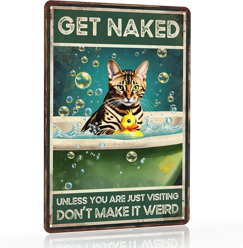 Directo Beautiful Bengal Cat Tin Metal Signs Home Décor Iron Painting for Adult,