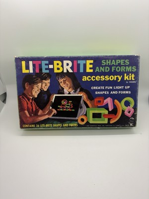 Vintage 1968 Lite-Brite Shapes and Forms 36 Piece Complete Set Arts & Crafts 