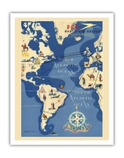 Western Hemisphere Air Routes - Vintage BOAC Airways Travel Poster 1949