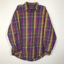 Nautica Men's Long Sleeve Button Front Multicolor Plaid Shirt Size L