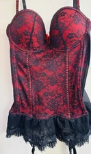 Seven Til Midnight Red & Black Corset Bustier Top L Nighty NWOT Wimsy Goth Sexy