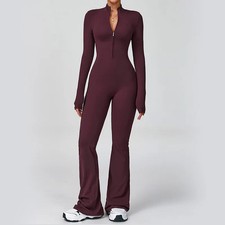 New Autumn/Winter Women's One-piece Yoga Jumpsuit Long Sleeve Front Zipper High