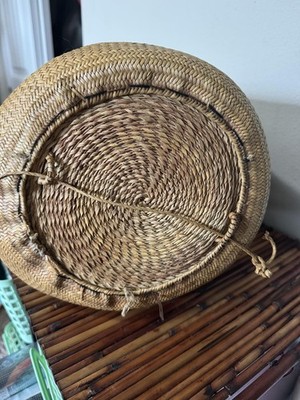 Vintage Tribal Ethnic Handwoven Rattan Bucket Bag Backpack Storage Decor Vintage Handwoven Rattan Backpack Basket Tribal Boho Storage  main image 4