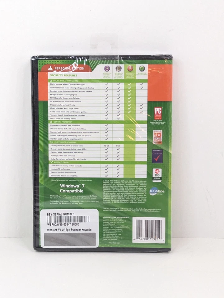 Webroot Personal Security Antivirus w/Spy Sweeper 2011 Personal Edition New - Image 2 of 4