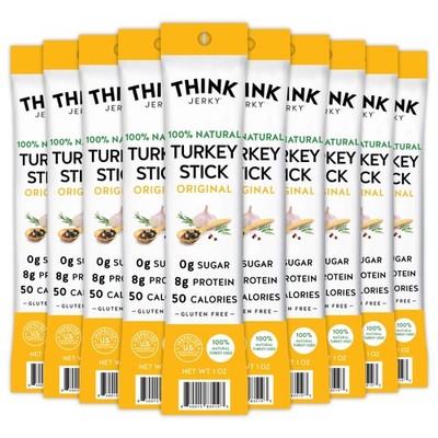 Think Jerky All-Natural Turkey Sticks, Gluten and Sugar Free, No Nitrates, Ke...