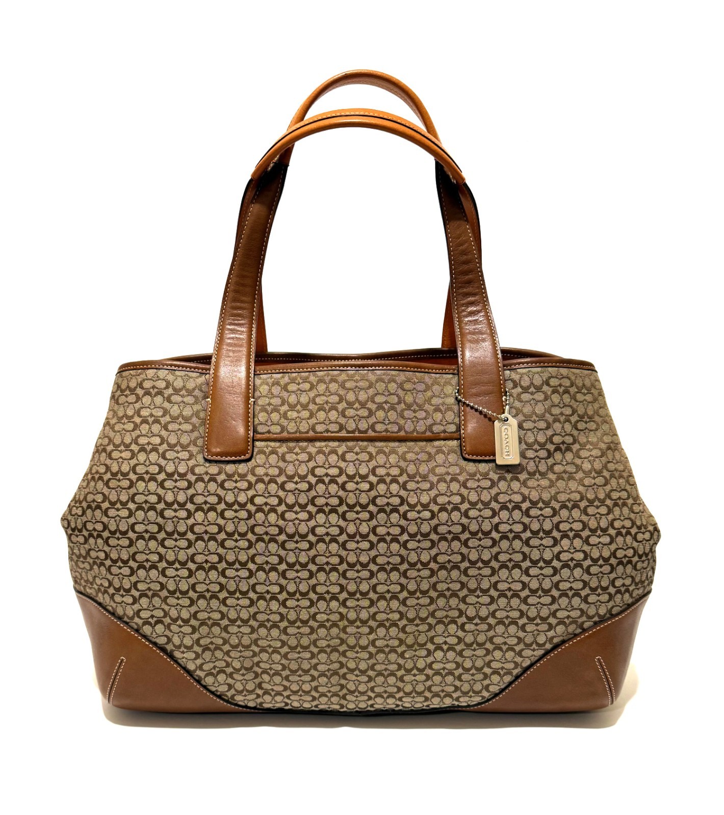 RARE Coach Vintage Y2K Khaki Brown L Work Travel Multi Business Satchel Bag 6621