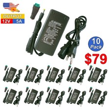AC DC Adapter 12V 5A Power Supply Transformer 10 50 Pack 60W For 5050 LED Strip