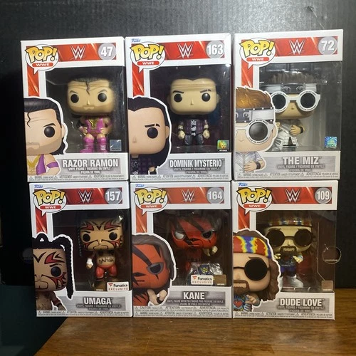 Funko Pop! Vinyl: WWE Funko Lot Of 6 (Razor,Miz, Umaga, Kane, Dude Love, Dom)