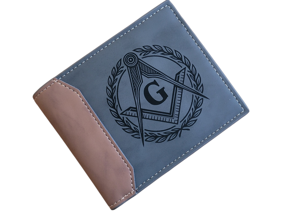Masonic Leatherette Bifold Wallet Mason Compass Engraved Freemason ...