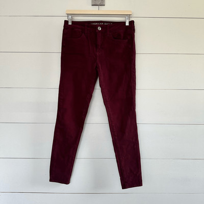 American Eagle Outfitters Women s 8 Maroon Sateen Jeggings